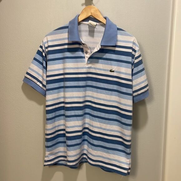 Lacoste Mens polo blue and white striped collared shirt - Picture 2 of 13